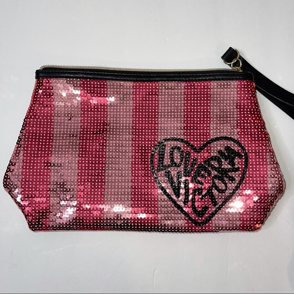 Victoria's Secret Handbags - Victoria secret pink sequin wristlet for makeup or traveling
